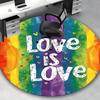 1pc Love is Love Rainbow Round Carpet Office Chair Mat, Anti Slip Rug for Home Decor, Living Room, Bedroom, Game Room, Anime Design, Festival Gift