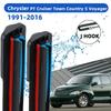 Аксессуары для передних дворников Двойные резиновые автомобильные дворники для Chrysler PT Cruiser Town Country 5 Voyager 1991-2016 Щетки дворников Улучшенные