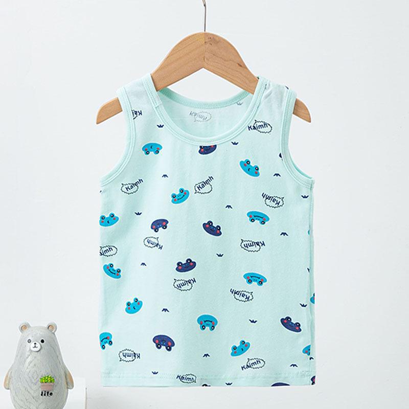 Children's Summer Cartoon Print Cotton Vest - Sleeveless A-Type Top for Boys and Girls