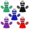 Cheerleading Costumes Kids Girl Dancing Clothes Set Letter Printed Crop Top + Skirt + Hand Flowers