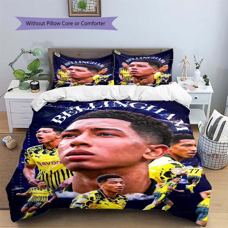 Borussia Dortmund Bellingham Player Collage Bedding Set Bundesliga Football Duvet Cover Soccer Fan Bedroom Home Decor Bedding
