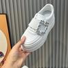 Velcro Rhinestone Square Buckle Muffin Platform White Shoes Women's 2024 New Breathable Lace-up Casual Sports Shoes