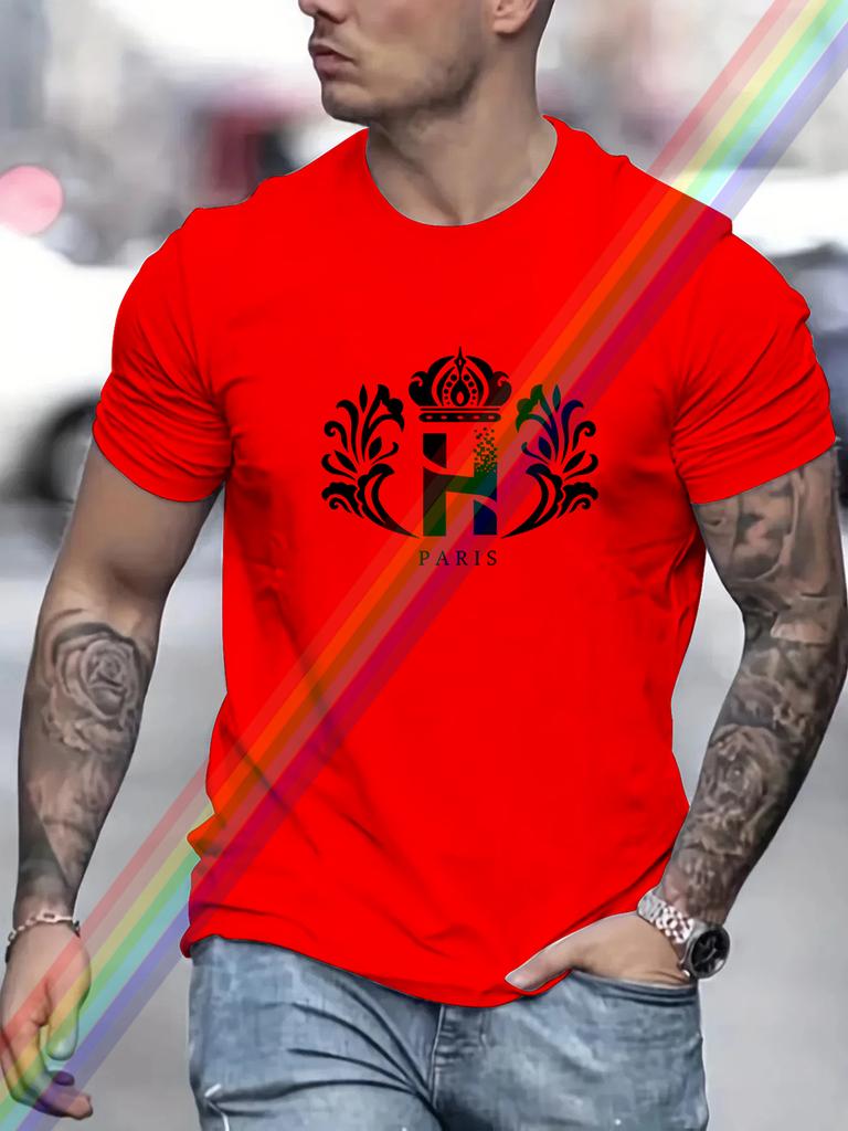 Black and White Letter H Print T Shirt For Man Summer Vintage Unisex Oversized T-shirt Y2k Tops Short Sleeve Men's