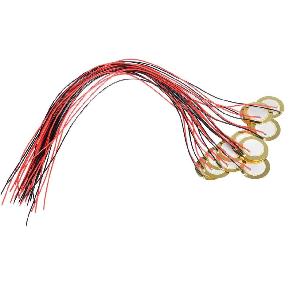 TIMESETL 15pcs Piezo Pickup 27mm Piezo Amplifiers Discs with 13" Leads for Acoustic Guitar Drum