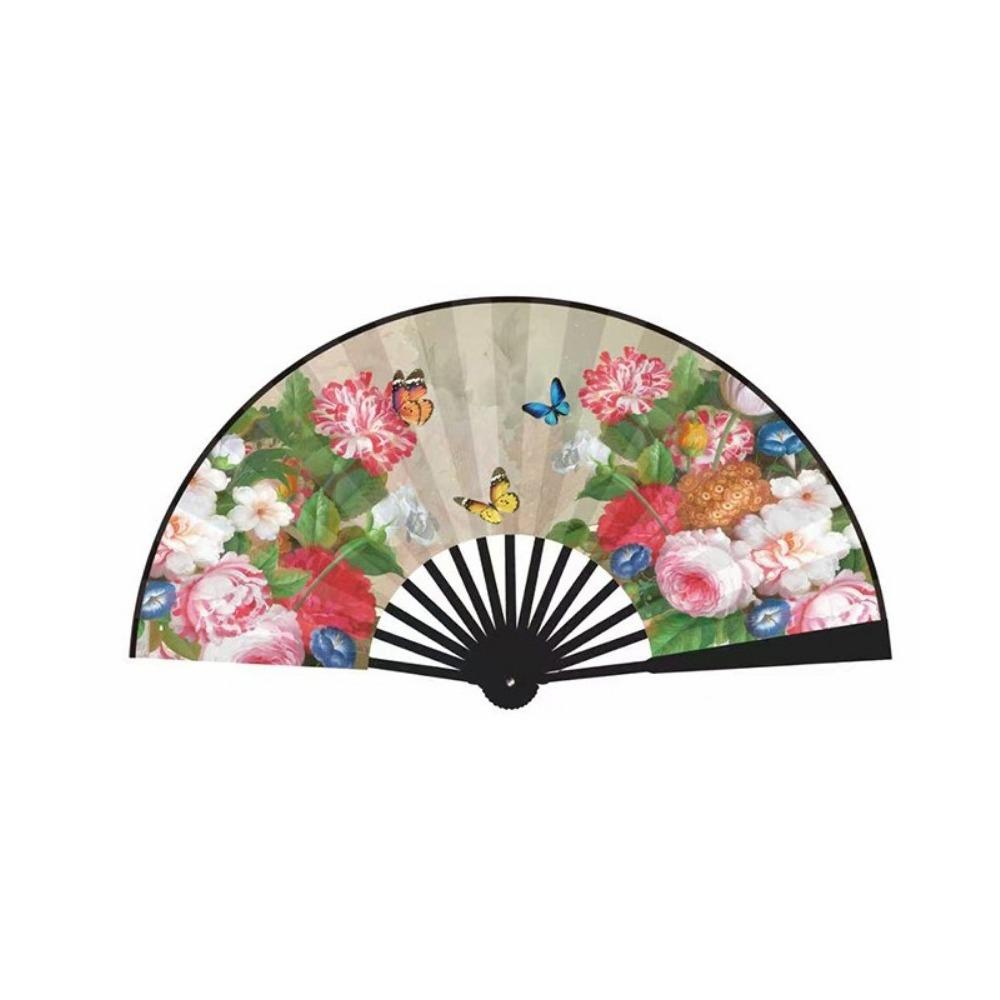 Chinese Style Folding Handheld Fan Handmade Flower Pattern Hand Fans Exquisite Silk Cloth Dance Fan Home Decoration