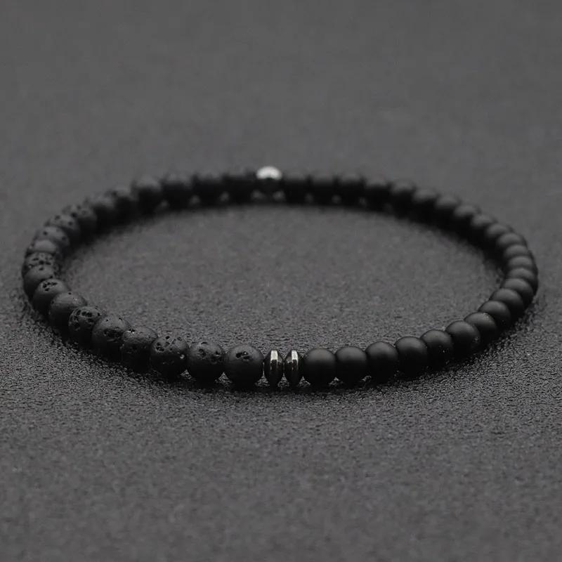 Новая мода 4 мм браслет из бусин унисекс с натуральной картой вулканический камень браслет медитация йога гематит браслет ювелирные изделия ручной работы Joias
