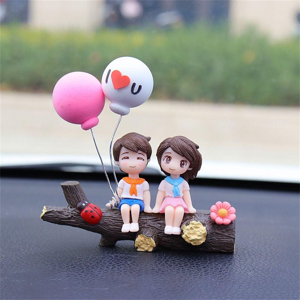 Girls Gifts Balloon Ornament Dashboard Figurine Cartoon Couples Model Car Ornament Car Decoration
