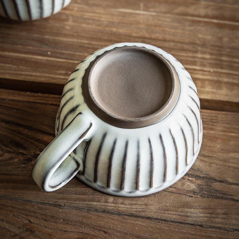 Гиссен Ретро Открытая Чашка Рельефная Чашка Кофейня Латте Керамическая Чашка Аутлет