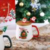 New Merry Christmas Mug Gift Box Ceramic Red Green Cup Spoon Set Party Accessories Wooden Lids Coffee Cup Teaspoon Home Use