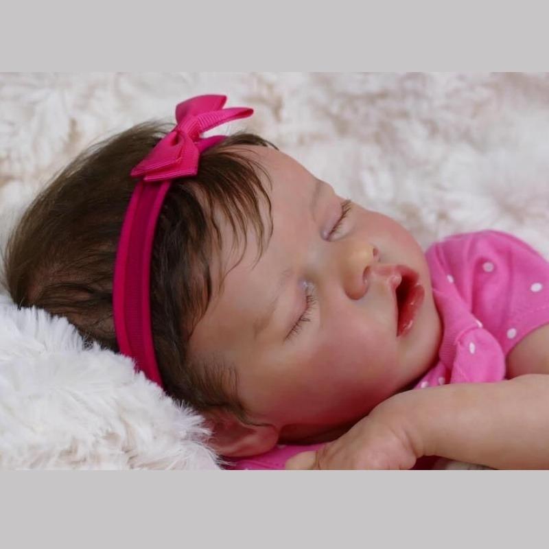 Cute 18 Inch Reborn Dolls Twin A Full Vinyl/Cloth Body Newborn Babies Doll with Closed Eyes Real Looking Reborn Toddler Girl Dolls Kid's Birthday Gift