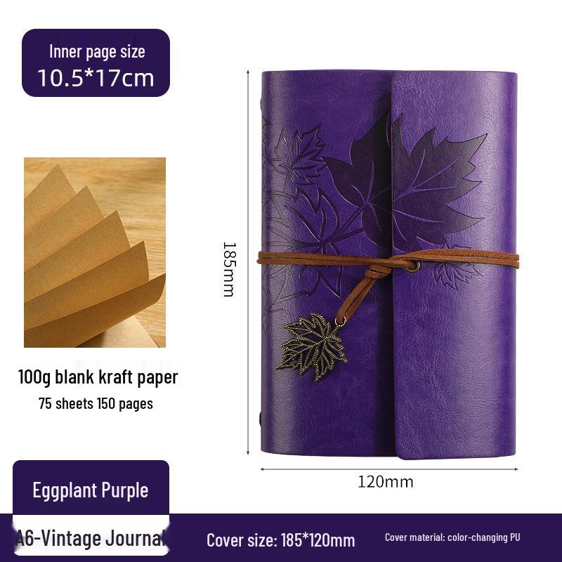 Ретро блокнот на кольцах «Кленовый лист» с настраиваемым логотипом и обложкой с эффектом «кожи»