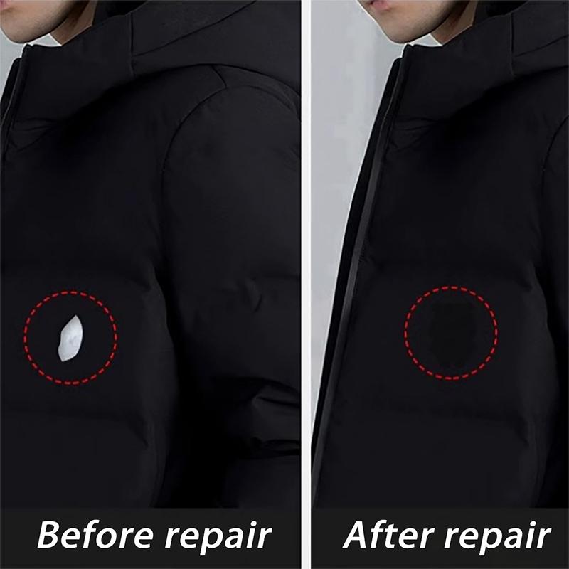 Универсальная черная самоклеящаяся тканевая заплатка для ремонта (2 шт) – Моментальный ремонт без порезов для пуховиков и пальто