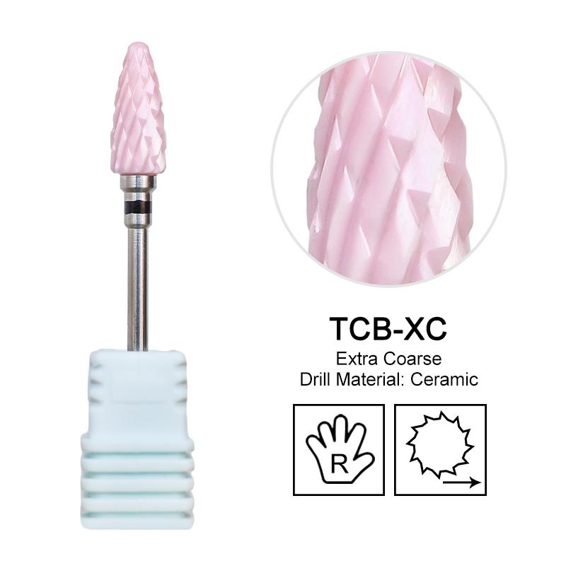 Ceramic Milling Cutter Flame Carbide Nail Drill Bits Pink Gel Remover Electric Machine Drills Polishing Peeling Nails Art Tools