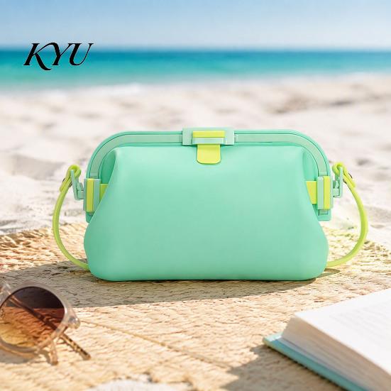 Portable Jelly Tote for Travel Waterproof Silicone Swim Bag, Foldable Beach Bag with Adjustable Shoulder Lightweight Pool Gear Organizer Strap,