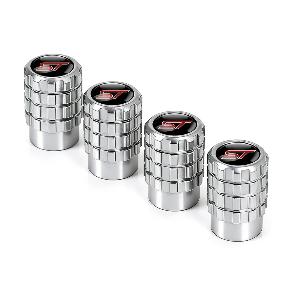 SPZS3 4pcs Aluminium Car Tire Valve Stems Caps Gear-shaped-Valve For Ford Focus 2 mondeo mk3 f150 fusion mustang MK7 Auto Accessories