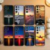 Чехол для телефона с изображением самолета для Samsung S26, S25, S24, S23, S22, S21, S20, Ultra, Plus, FE, Черный, Мягкий