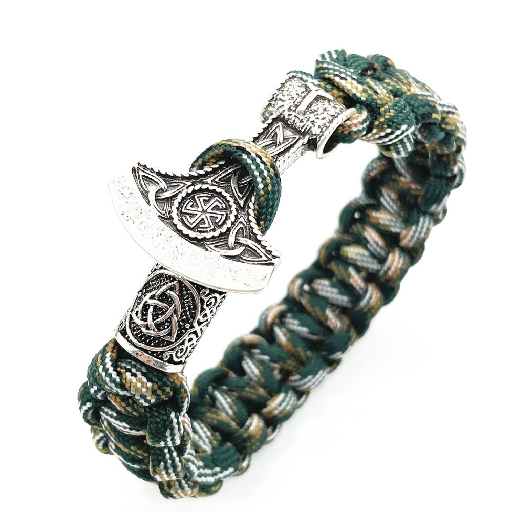 Славянский Топор Перуна Амулет Коловрат Руны Викингов Бусины Мужской Браслет Vikingos Украшение