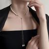 Элегантное корейское жемчужное колье-подвеска с регулируемым шнурком и кисточкой для женщин