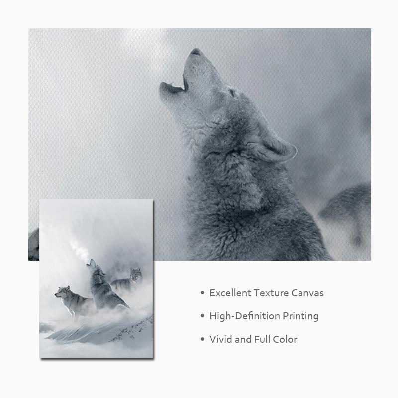 Скандинавский черно-белый постер с животными, волк, лось, настенная живопись на холсте, лес, снежная гора, принт, картина для гостиной, домашний декор
