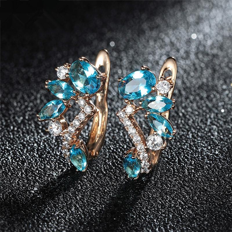 1 пара разноцветных висячих сережек золотого цвета с камнями огранки «маркиз» красного, фиолетового, оливково-зеленого цвета, серьги-капельки с цветком и листьями, нежные ювелирные изделия