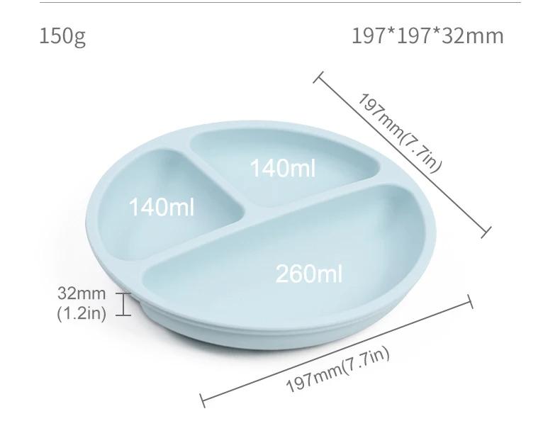 7PCS Baby Solid Silicone Tableware Set with Divided Baby Plates Feeding Bowls Straw Cup and Spoon for Toddler Training BPA Free