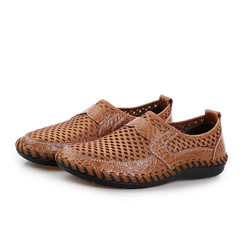 Модная мужская летняя дышащая сетчатая обувь большого размера 46 Мужские повседневные кожаные кроссовки Мужские трендовые лоферы для вождения Мужские мокасины Кроссовки для мальчиков