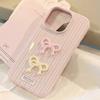 Korean Three-dimensional Pink Bow for Apple 17 Mobile Phone Case for IPhone 16 Silicone 15 Promax Anti-fall 13
