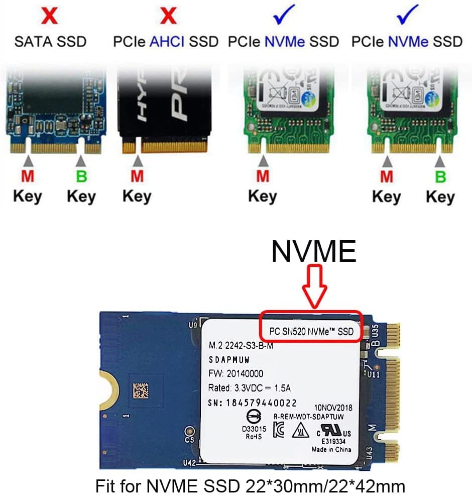 Карта-переходник NGFF NVMe SSD для Macbook Pro 2016 2017 моделей A1708 A1707 A1706 M.2 M-Key 13-дюймовый