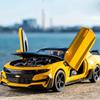 New 1/32 Camaro Toy Model Car Zinc Alloy Metal Die Casting with 4 Doors Opening Sound and Light Pull Back Car Suitable for Boys Gift Collection