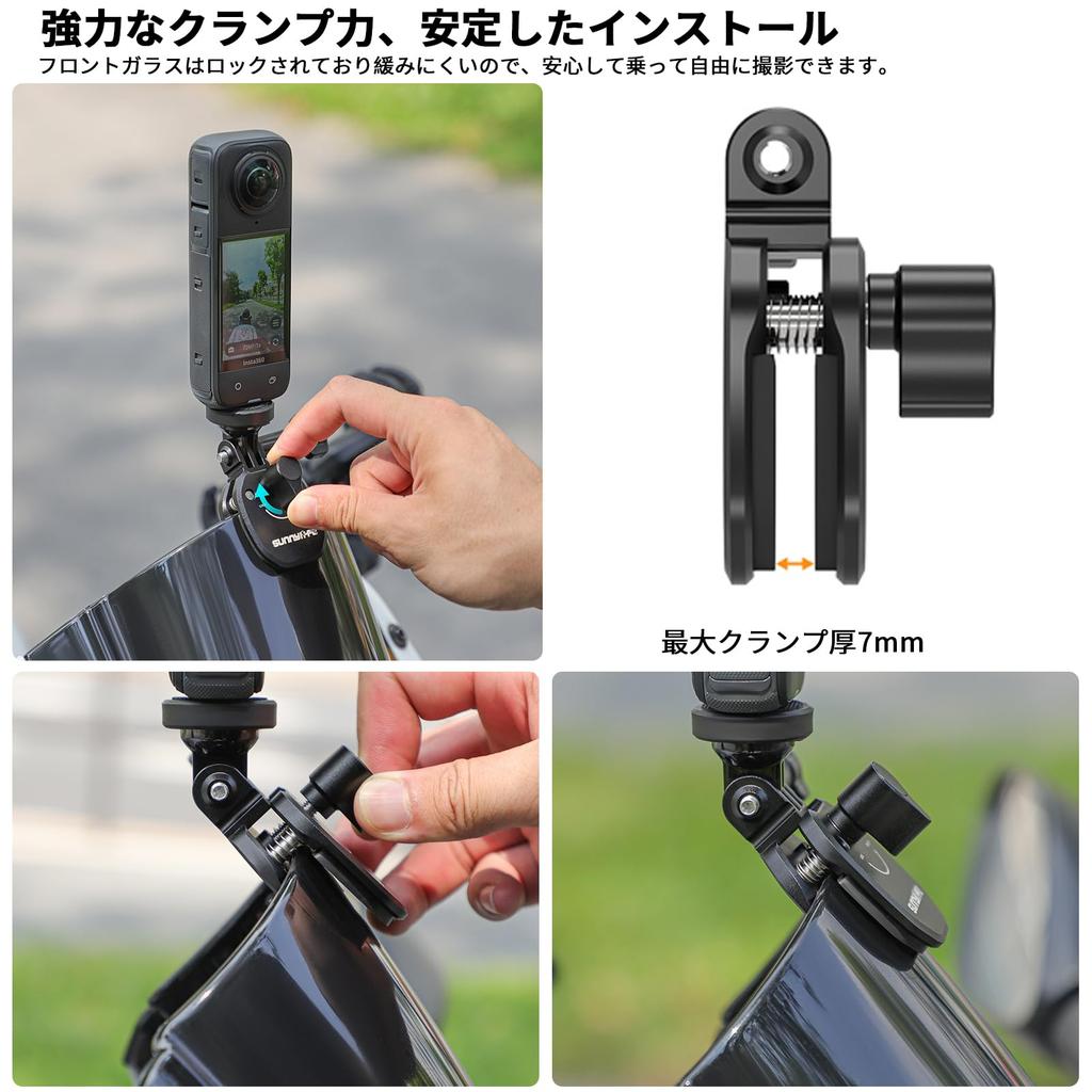 Insta360 Ace Pro Osmo Action 5 Pro Motorcycle Electric Car Windscreen Clip Sports Camera Mount Compatible with GoPro Action Pocket Insta360 GO