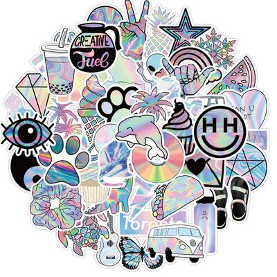 50 шт голографические лазерные наклейки с граффити для девочек, украшения для Ipad, багажа, мотоцикла, ноутбука, водонепроницаемая наклейка «сделай сам»