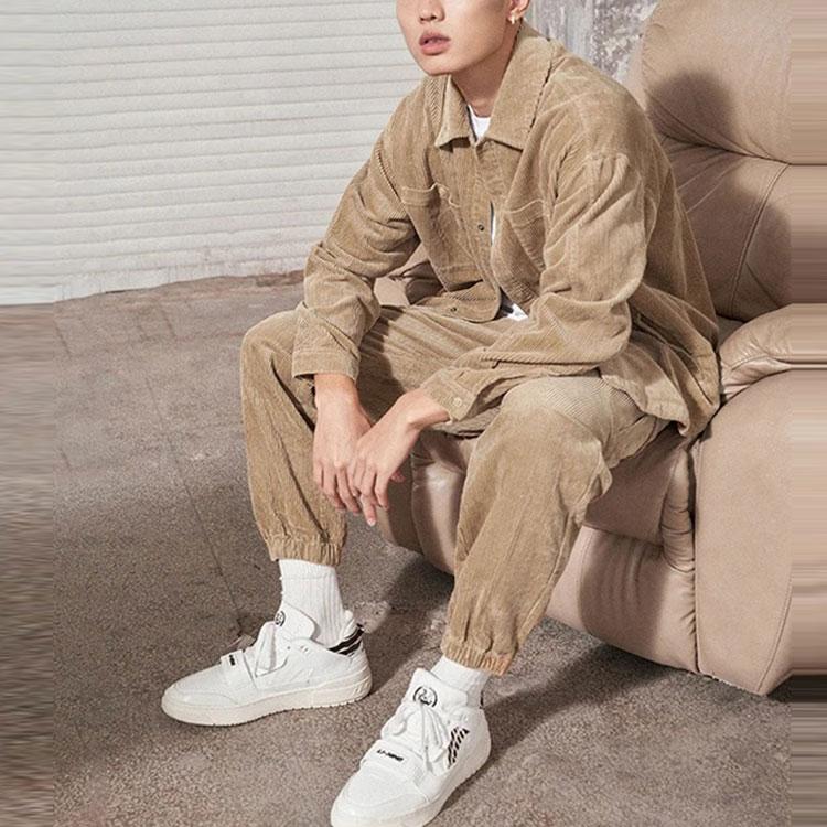 Li Ning Badfive вельветовая свободная повседневная куртка с лацканами мужская куртка цвета хаки AFDS069-1