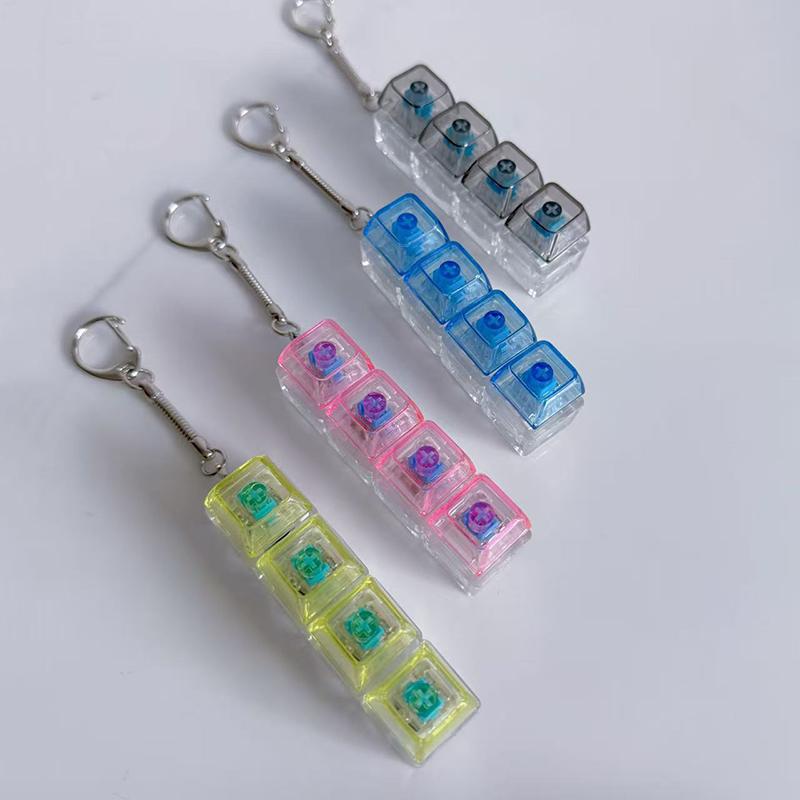 1 шт. Светящийся брелок-клавиатура Снятие стресса Нажимаемая кнопка со светодиодом Игрушка Для людей с тревогой Настольный аксессуар
