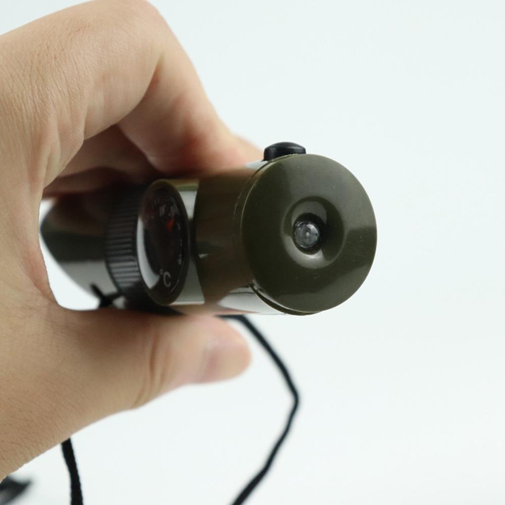 7-in-1 Emergency Whistle Multi-functional Outdoor Safety Whistle with Compass Signal Mirror LED