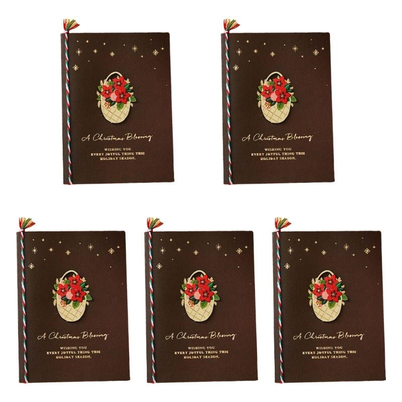 5pcs Creative Merry Christmas Greeting Cards Kid Cartoon Blessing Christmas Card New Year Postcard Gift Christmas Decor