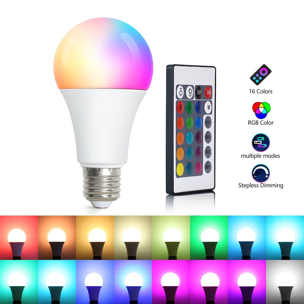 RGB LED Light Bulbs AC 220V E27 Bombillas LED Lamp IR Remote Control Changeable Colorful RGB White Ampoules Spotlight Led Bulb