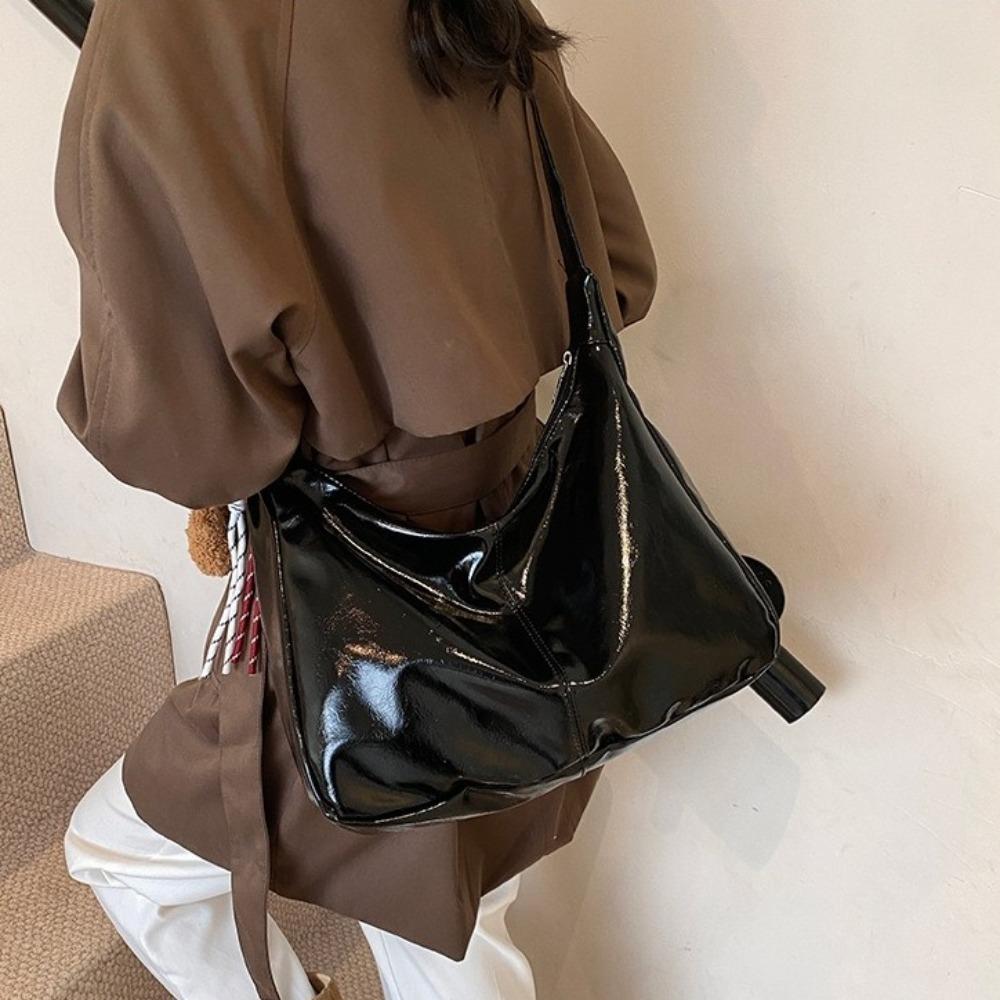 With Pendant Hobo Bag Korean Style Women's Handbag Simple PU Leather Shoulder Bag  Lady