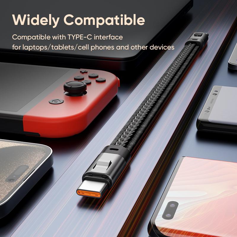 240 Вт USB C на Type C Кабель для MacBook PD3.1 Быстрая зарядка 2-в-1 Портативный шнурок для телефона Кабель данных Для iPhone Samsung Xiaom S25