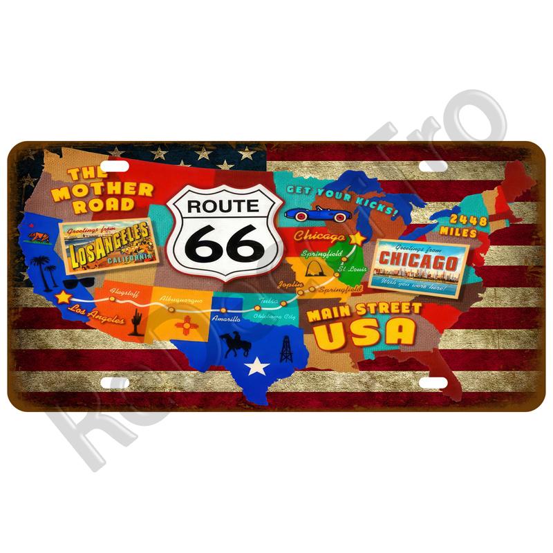 Garage Car Retro Route 66 Tinplates Plate Metal Sign Posters On The Wall Tin Sign Vintage Poster Home Decor Art Room Decoration