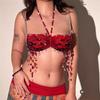 Верх body chain с красными бусинами и кисточками, на бретельках
