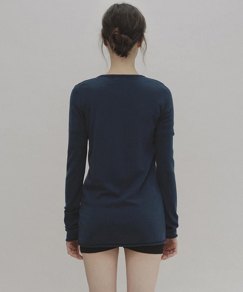 ANDNEEDS Glen Wool Long Knit (Blue)