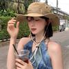 Adjustable Solid Color Sun Hats Polyester Wide Brim Bucket Hat Large Eaves Sun Hat Riding Fishing