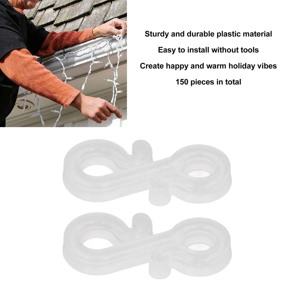 150Pcs S Shaped Hooks Sturdy Plastic Dual Ends Multipurpose Christmas Light Clips for Party Lights Decoration