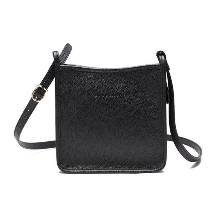 Longchamp Le Foulonné 20 Leather Solid Color Detachable Shoulder Strap Zipper Crossbody Bag Small Women bags Black 10138021001