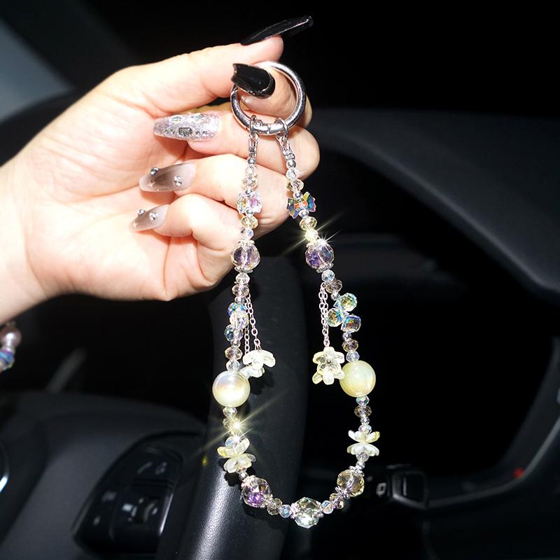 Женский ремешок для телефона с кисточкой «Цвет сакуры» - Короткий ремешок на запястье, Защитный амулет для телефона от потери для путешествий и активного отдыха