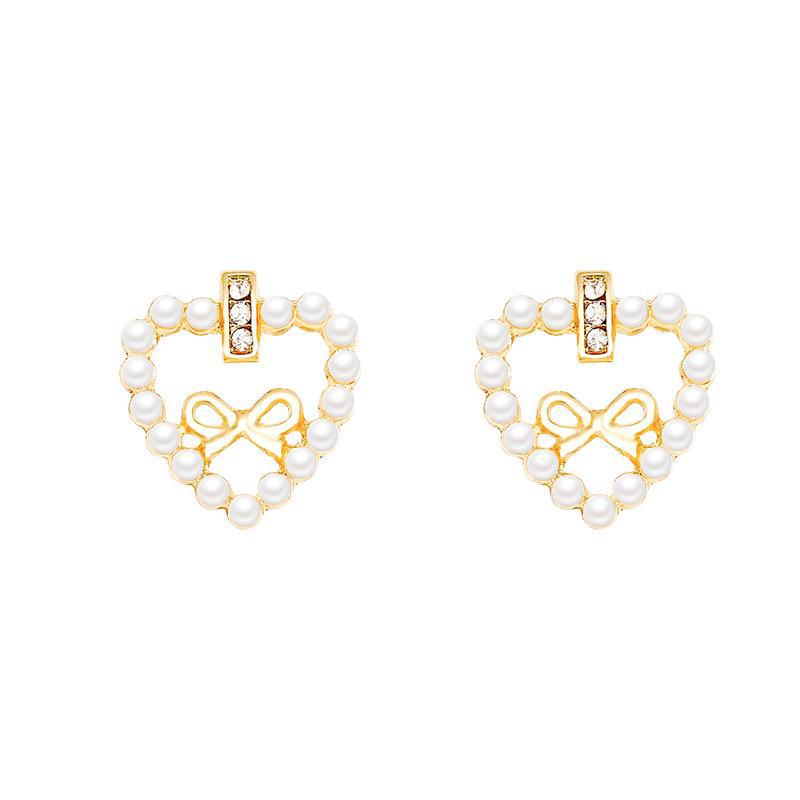 Элегантные серьги-бантики с жемчугом любви и полыми элементами высокого класса, с серебряным штифтом S925