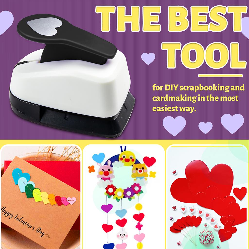 5pcs Paper Cutter for Crafts Hole Punchers Tool Set 1 1.5 2 In 9 16 25 38 50mm Heart Paper Shapes for Card Making Scrapbooking