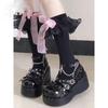 Muffin Platform Japanese Jk Uniform Small Leather Shoes Women's 2024 Spring New Lolita Sweet Cool Babes Chain Punk Shoes