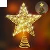20led Glitter Christmas Tree Toppers Star Christmas Tree Decoration For Home Festive Holiday Party