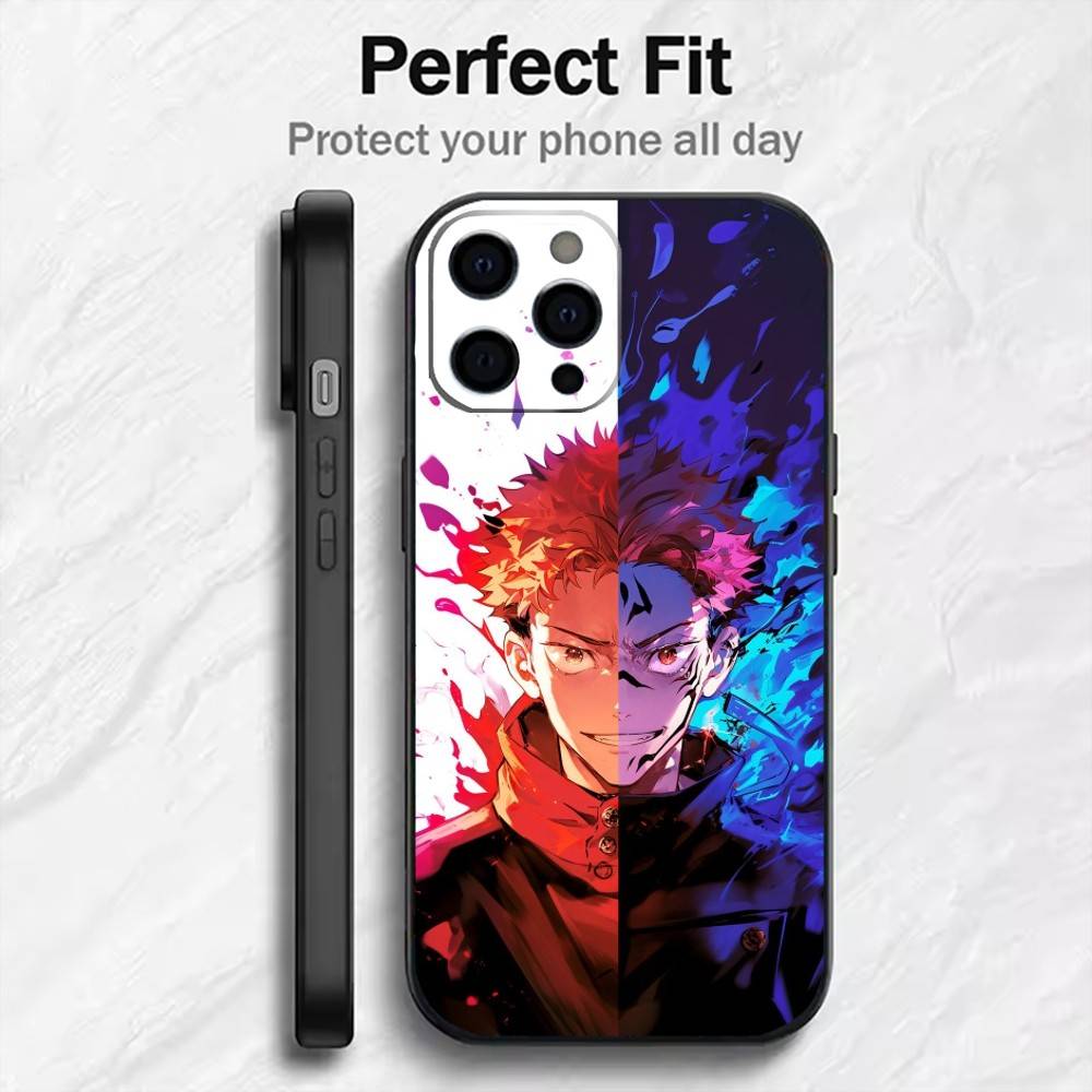 Itadori J-Jujuts-u K-Kaisen  Phone Case For iPhone17,16,15,14,13,12 Plus,Max Soft Silicone Black Cover